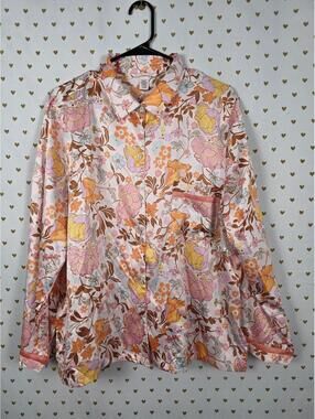 Victorias Secret Satin Silky Sleep Shirt Top Floral XL  New